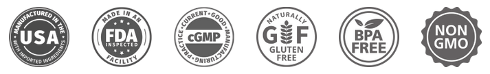 Made in USA, 100% natural, FDA approved, GMP certified badges for Meta Melt